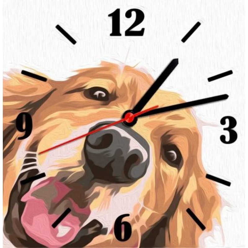 Годинник-картина за номерами "Песик", 30х30 см Комбінований Різнобарв'я (220397)