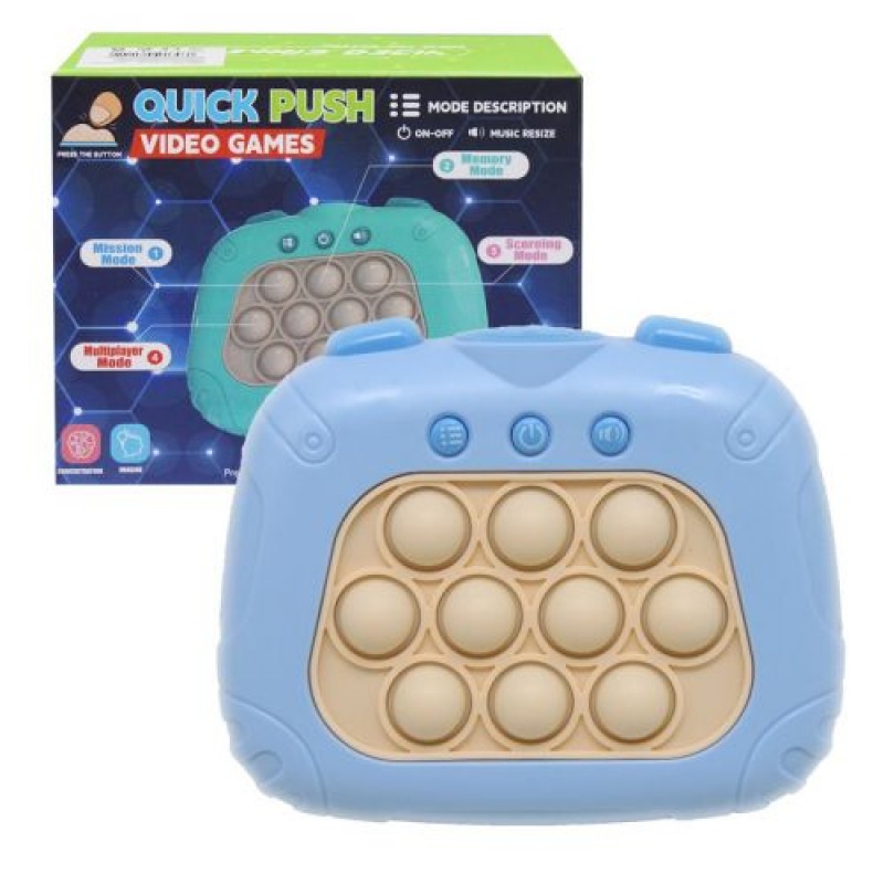 Уцінка. Електронна гра "Quick push", блакитний одна кнопка до кінця не натискається, погано збивається для початку гри (223416)