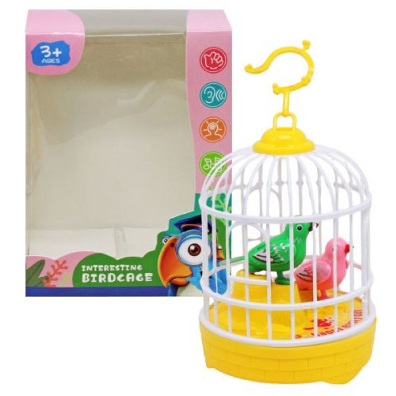 Іграшка на батарейках "Пташки в клітці" (жовта) Пластик Різнобарв'я (233725)