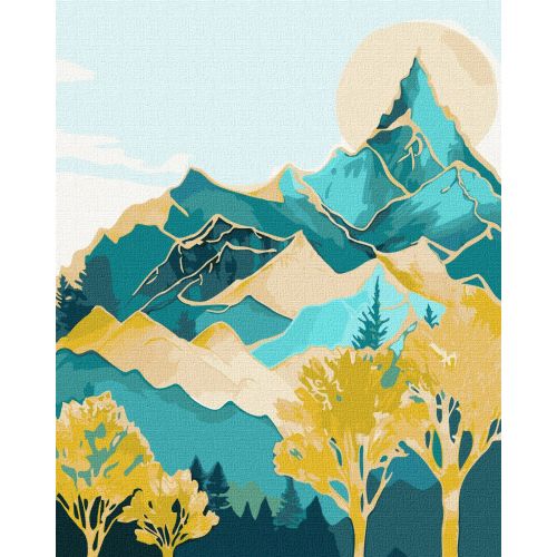 Картина за номерами з фарбами металік "Гірські вершини" 40х50 см Комбінований Різнобарв'я (237070)