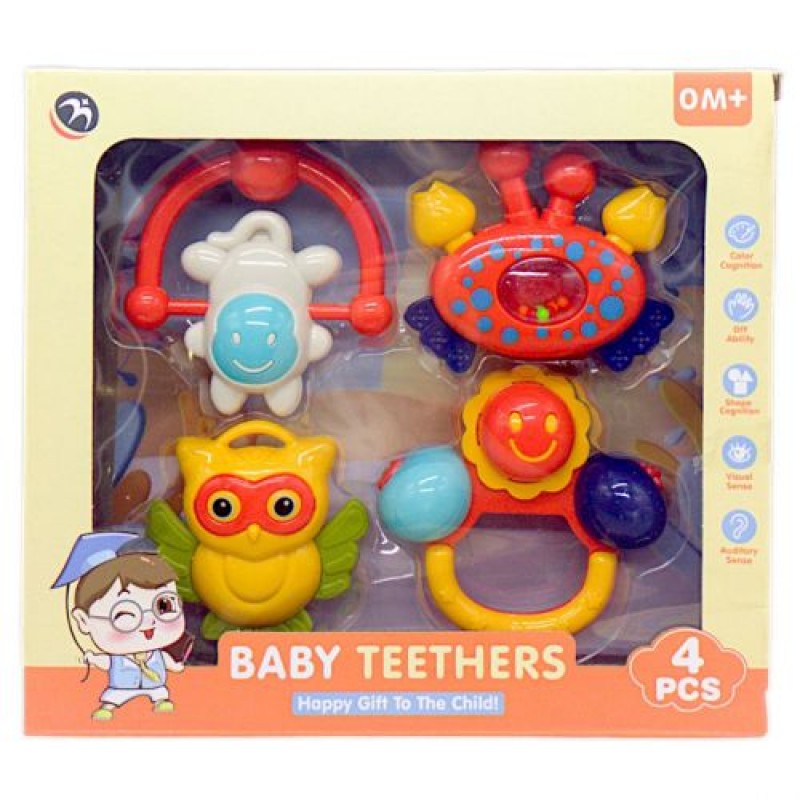 Набір брязкалець "Baby Teethers", 4 шт Пластик Різнобарв'я (238742)