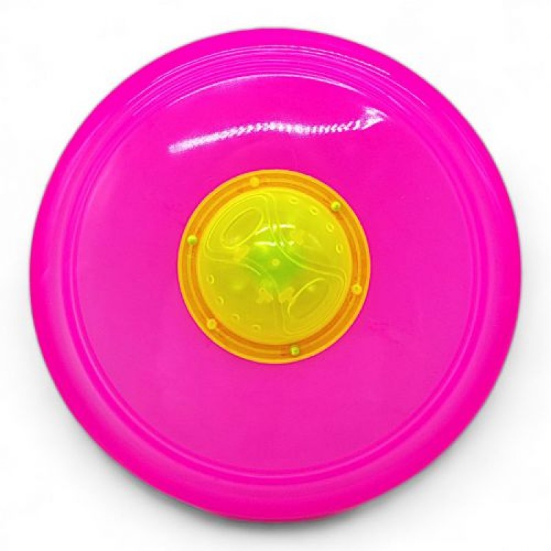 Літаюча тарілка зі світлом, 22,5 см. (фрізбі), рожева Пластик Рожевий (241708)