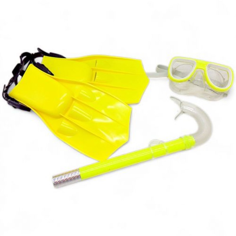 Набір для плавання (маска, ласти, трубка), жовтий L/XL 34-38 Комбінований Жовтий (241817)