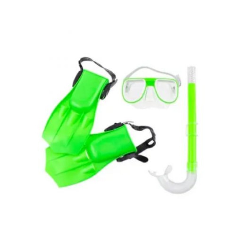 Набір для плавання (маска, трубка, ласти 28-32) , зелений Пластик Зелений (242882)