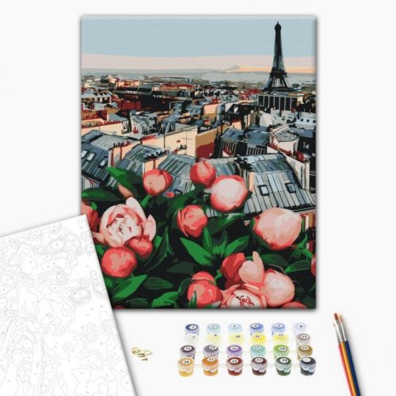Картина за номерами "Піони з видом на Париж" (223754)