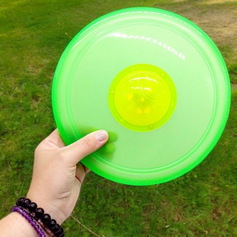 Літаюча тарілка зі світлом, 22,5 см. (фрізбі), зелена Пластик Зелений (241709)