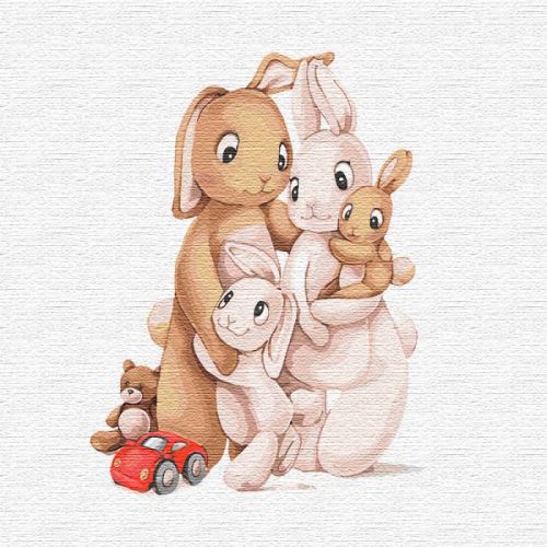 Картина по номерам "Маленькая семья кроликов" ★★★