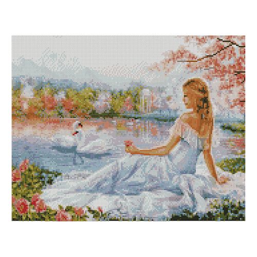 Алмазная мозаика "Девушка и лебеди"