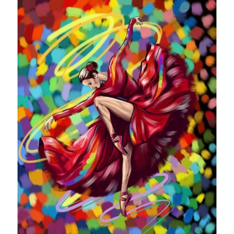 Уценка. Картина по номерам "Яркий танец" рус - краски от другой картины KpN-01-05