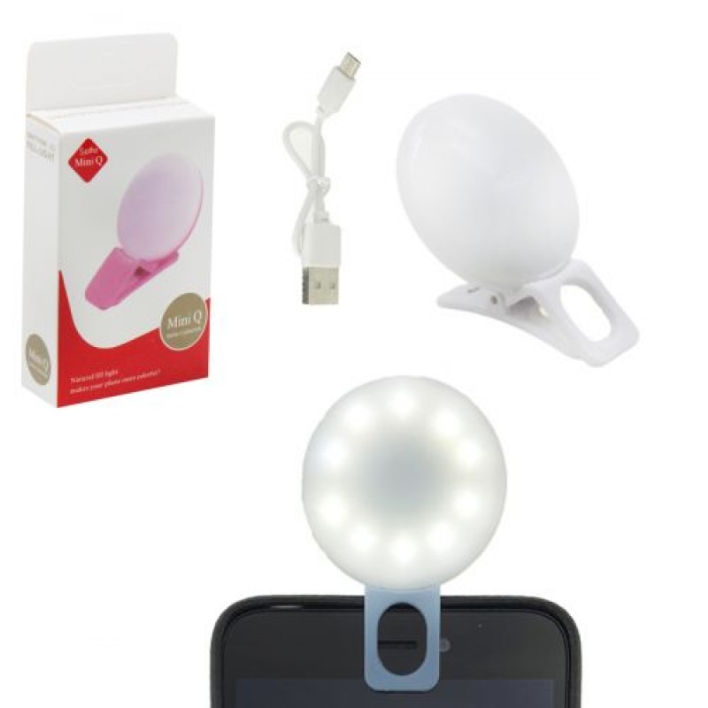 Селфи лампа на смартфон Mini Q (белая) MBA178