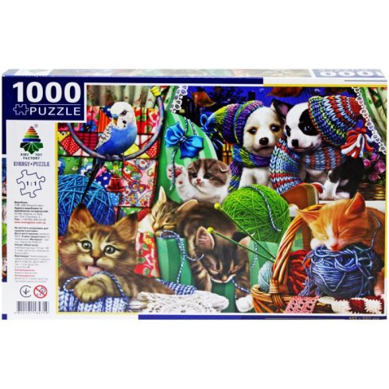 Пазли "Цуценята та кошенята", 1000 елементів картон Різнобарв'я (202781)
