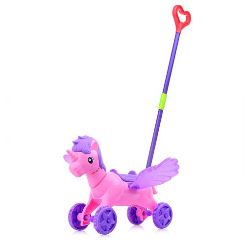Іграшка-каталка "Єдиноріг" з ручкою Пластик Рожевий (213052)