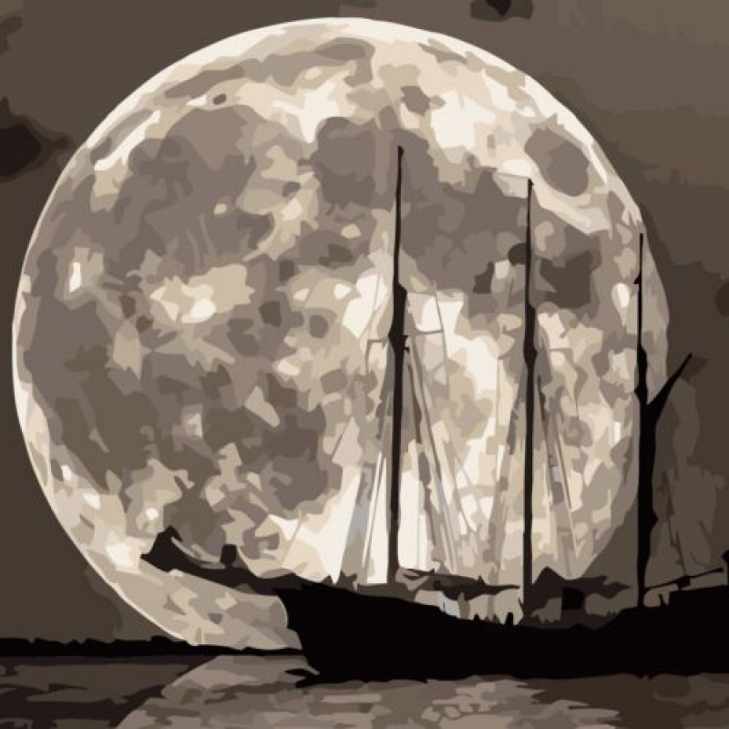 Картина за номерами "Корабель на фоні місяця" ★★★★ Комбінований Різнобарв'я (215531)