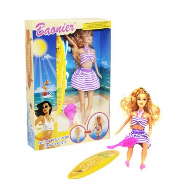Уцінка. Лялька з аксесуарами "Пляж" (в фіолетовому) - Пошкоджена упаковка, не засмагає (216347)