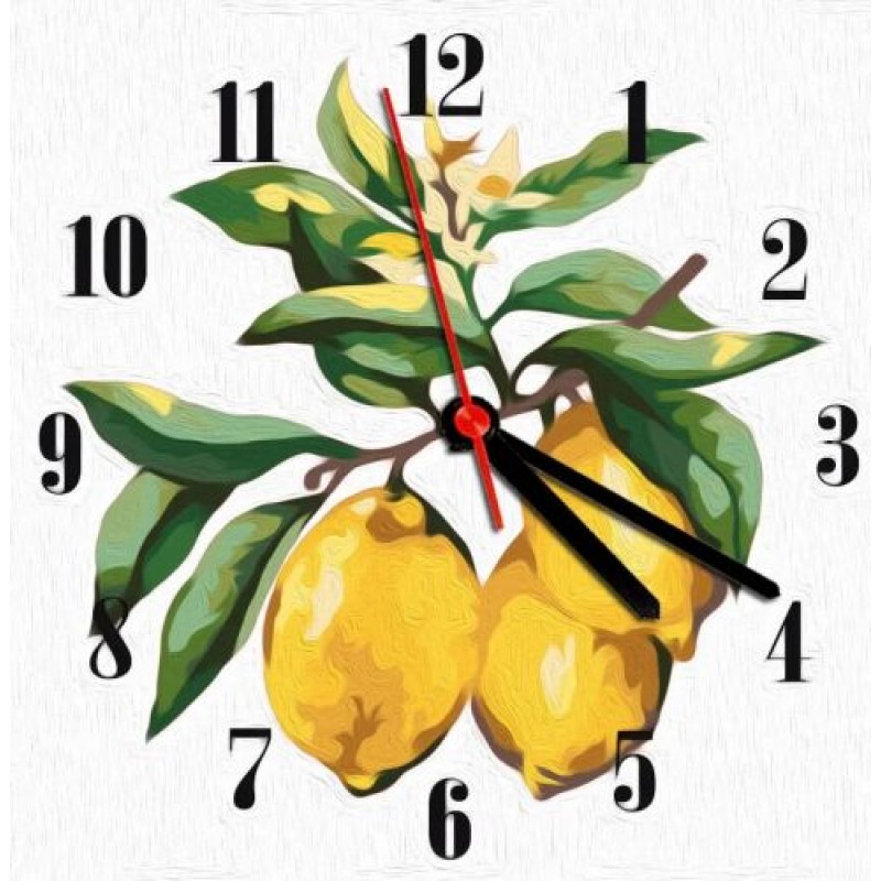 Годинник-картина за номерами "Лимон", 30х30 см Комбінований Різнобарв'я (220398)