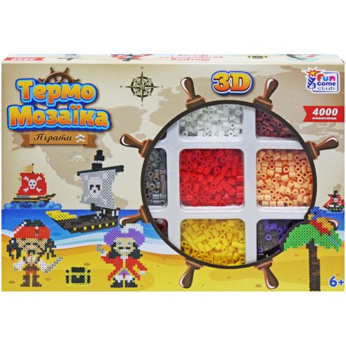 Термомозаїка 85758 (24/2) "4FUN Game Club", "Пірати", 3D-фігурки, 4000 намистин, 3 основи, в коробці (222010)