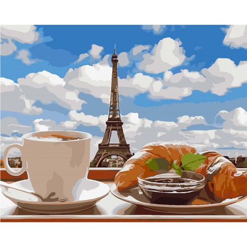 Картина за номерами "Сніданок у Парижі" 40х50 см Комбінований Різнобарв'я (222584)