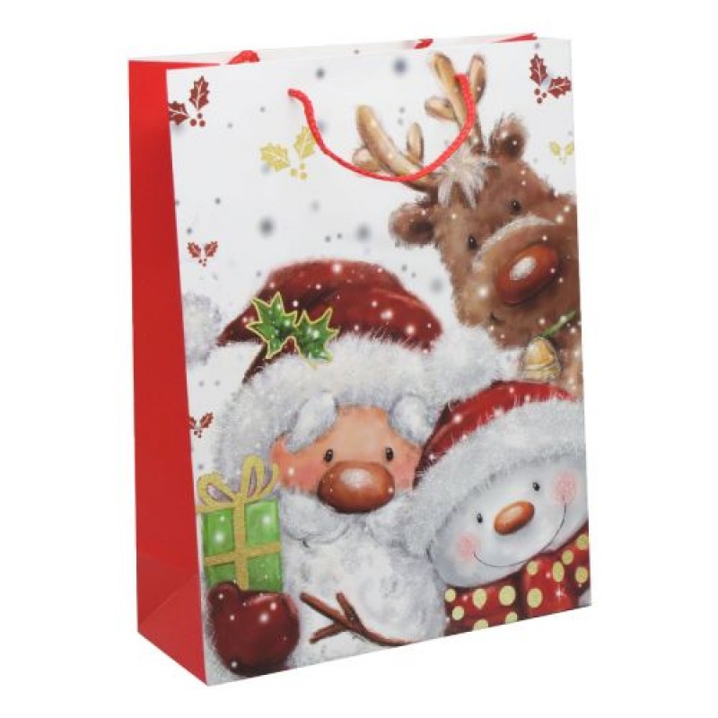 Пакет подарунковий "Санта" (30х40 см), вид 4 Картон Червоний (226439)
