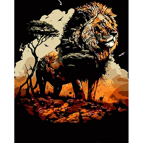 Картина за номерами на чорному фоні "Король лев" 40х50 Комбінований Різнобарв'я (232237)