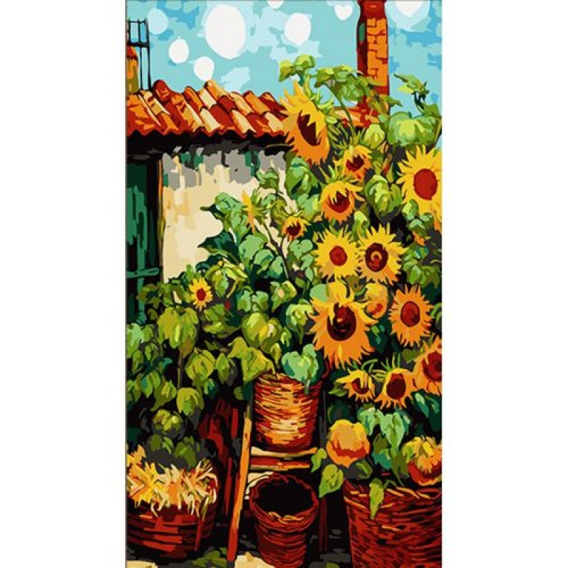 Картина за номерами "Соняшники біля дому" 50х25 см Комбінований Різнобарв'я (236907)