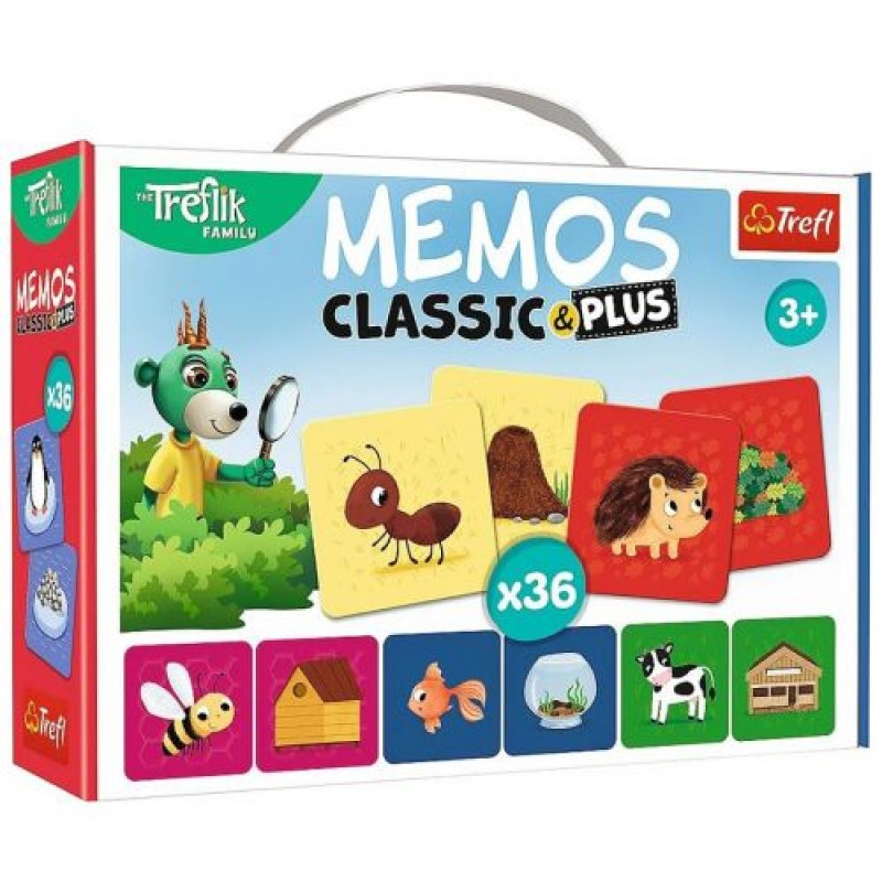 Настільна гра - "Мемос Класичні плюс 36 карт Звірята та їхні хатинки /Trefl (238167)