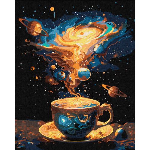 Картина за номерами з фарбами металік "Космічне чаювання" 40х50 см Комбінований Різнобарв'я (238343)