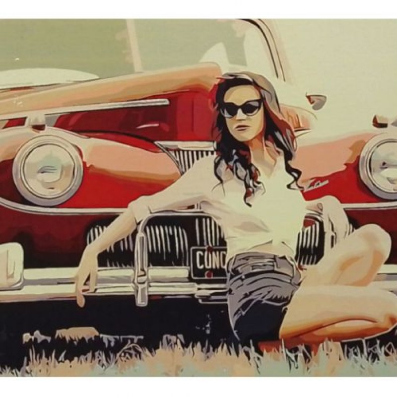 Картина по номерах "Дiвчина біля авто" 40х50 см Комбінований Різнобарв'я (240392)