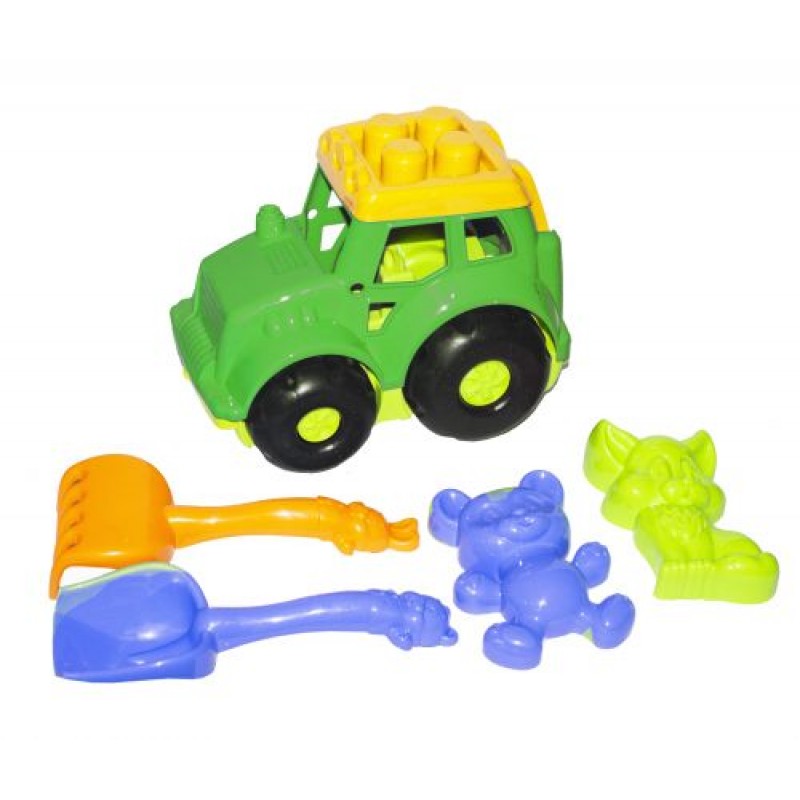 Трактор "Кузнечик №2" с песочным набором (зелёный)