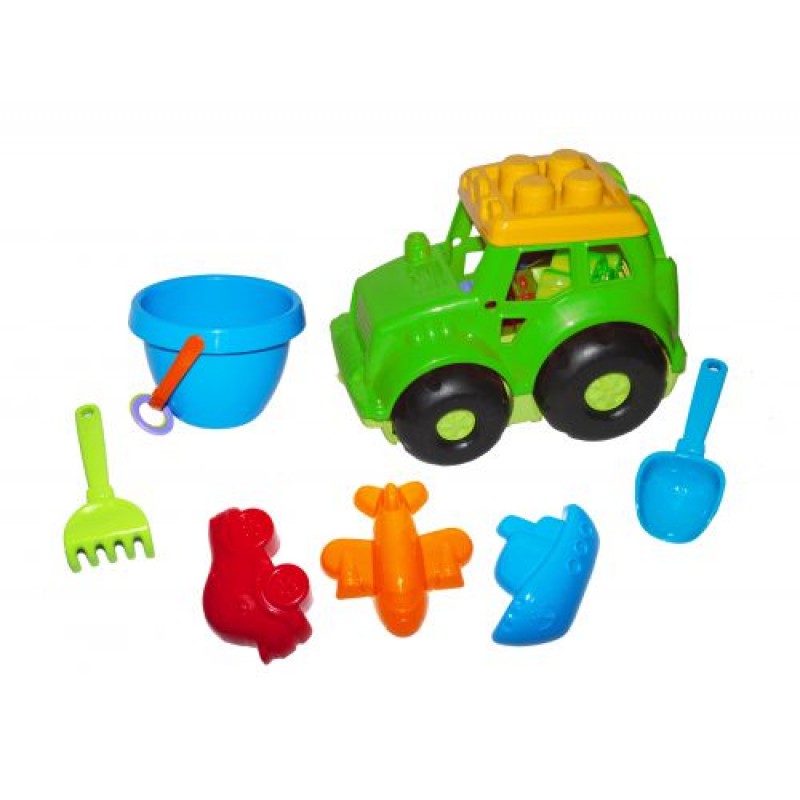Трактор "Кузнечик №3"с песочным набором (зелёный)