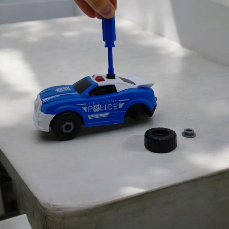Машинка-конструктор "Поліція" (з викруткою) пластик Синій (243444)