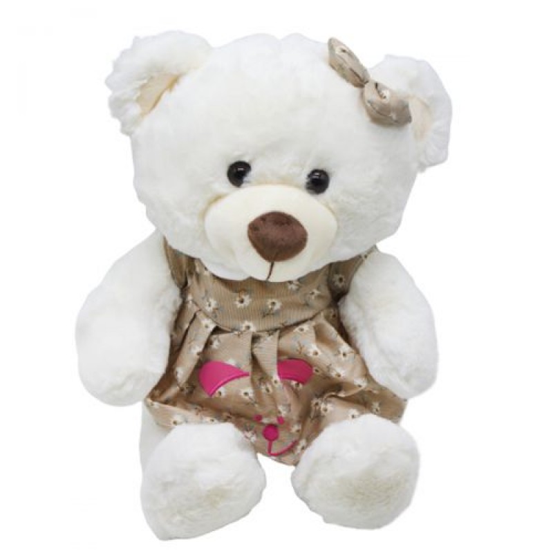 М'яка іграшка "Ведмедик", в коричневій сукні Комбінований Білий (153830)