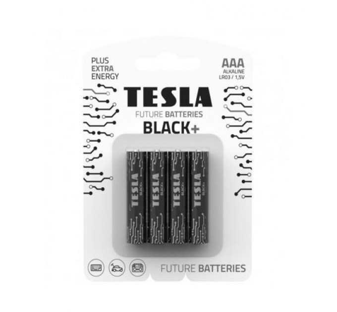 [AAA BLACK+] Первинні елементи та первинні батареї TESLA BATTERIES AAA BLACK+ ( LR03 / BLISTER FOIL 4 шт.)