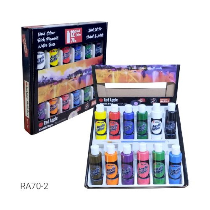 94505 [RA70-2] RA70-2 Набір акрилових фарб в пляшках 12 кольорі по 70 мл. /012