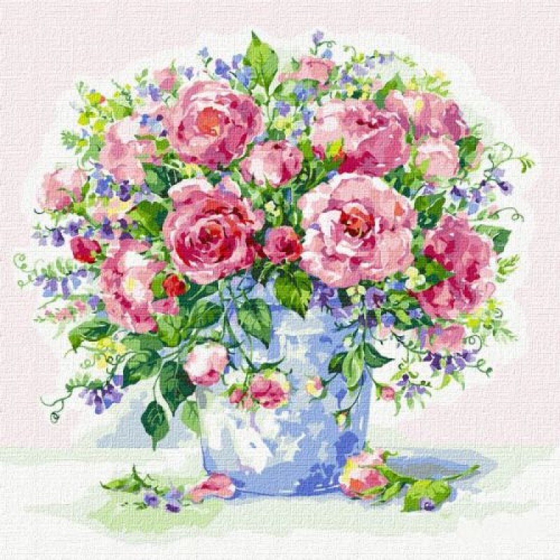 Уценка. Картина по номерам "Розовые розы" ★★★★★ - плохо натянуто полотно