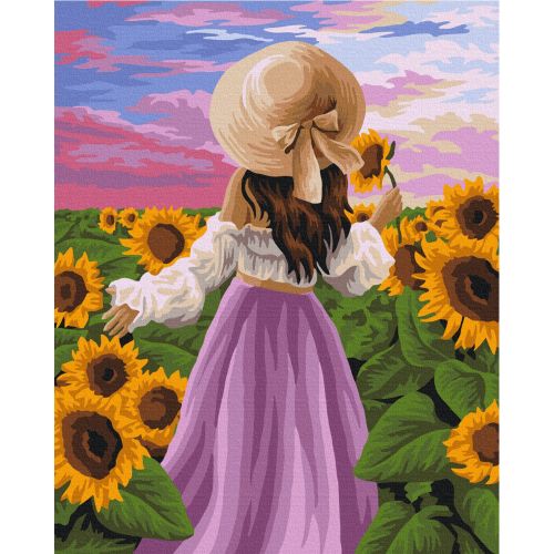 Картина по номерах "Леді в соняшниках" 40х50 см Комбінований Різнобарв'я (195515)