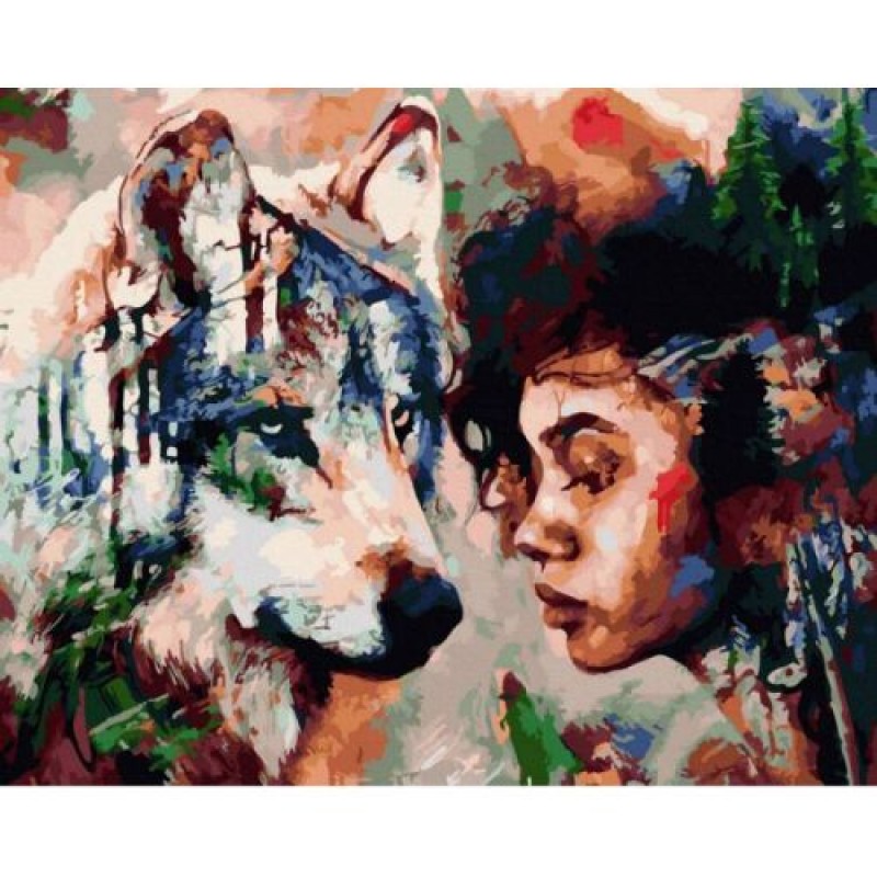Картина за номерами "Тотем вовка" Комбінований Різнобарв'я (201022)
