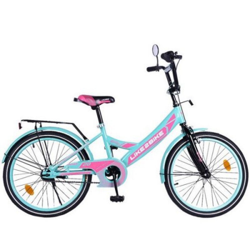 Велосипед дитячий 2-х коліс.20'' 212003(1 шт)Like2bike Sky, бирюзовий, рама сталь, з дзвінком, руч.гальмо, зборка 75% (203644)