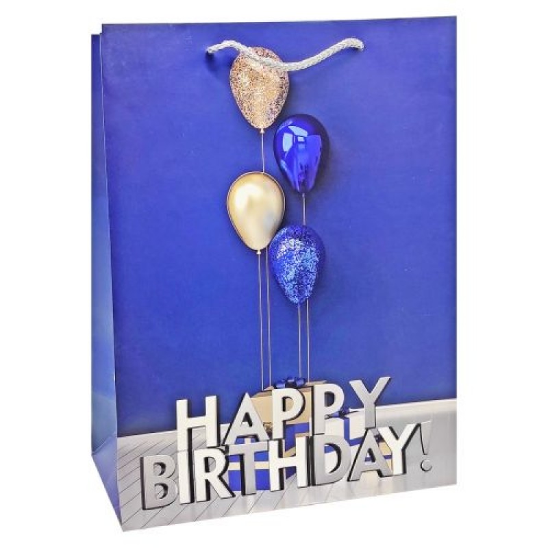 Пакет бумажный "Нарру Birthday", синій (213340)