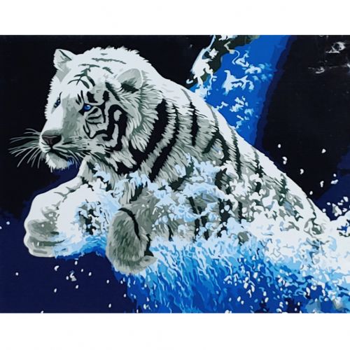 Картина за номерами "Білий тигр" ★★★ Комбінований Різнобарв'я (215507)