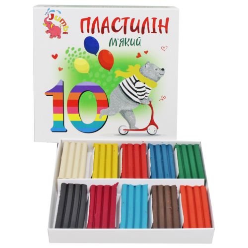 Пластилін дитячий, мʼякий, 10 кольорів Комбінований Різнобарв'я (216900)