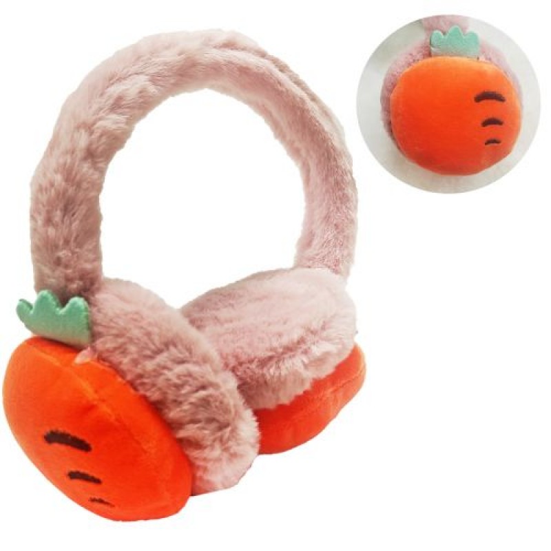 Хутряні навушники дитячі "Морква", рожевий Комбінований Рожевий (220222)