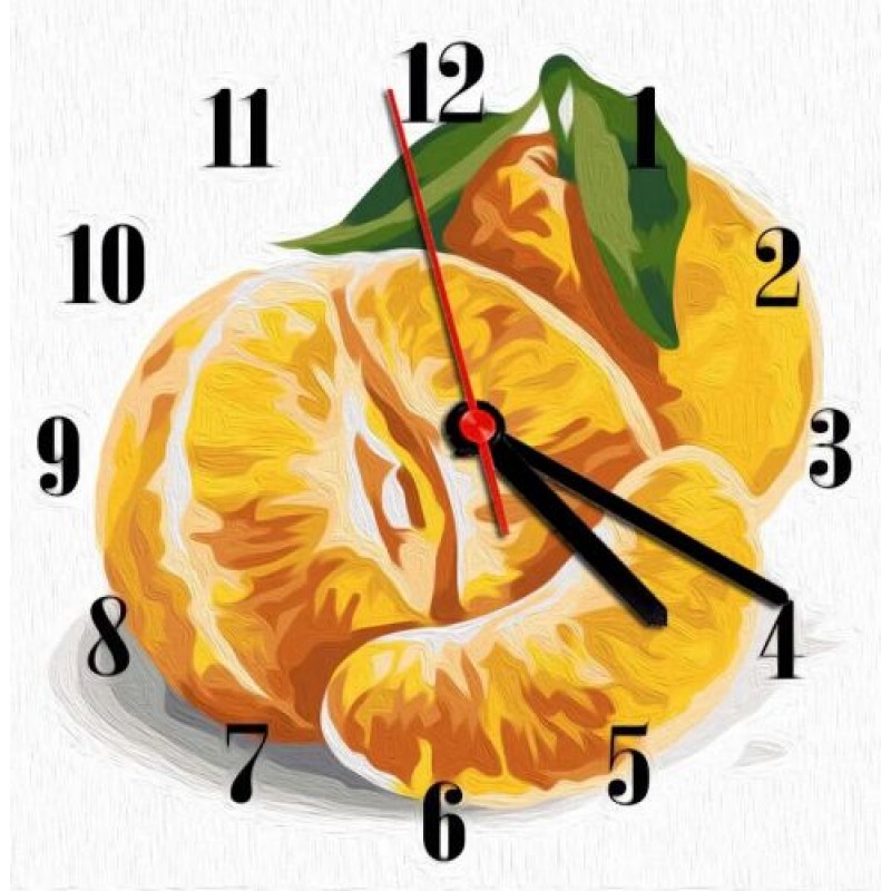 Годинник-картина за номерами "Мандарин", 30х30 см Комбінований Різнобарв'я (220400)