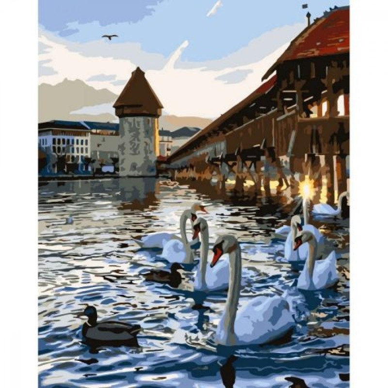 Картина по номерах Лебеді на воді 30х40 см (221333)