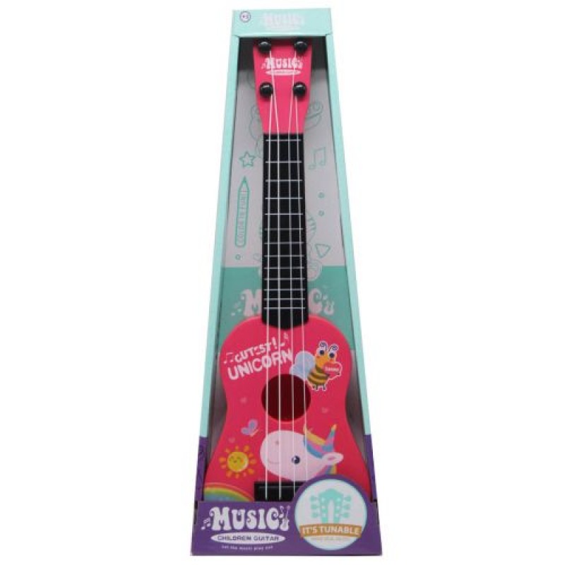 Гітара чотириструнна "Звірятка" (рожева) Пластик Рожевий (221567)