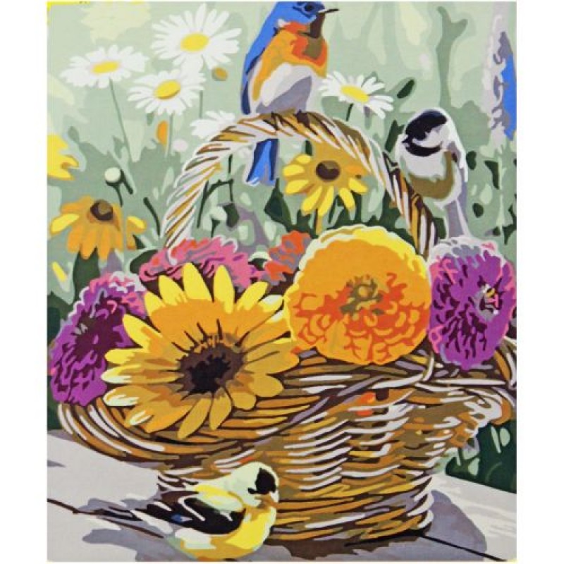 Картина по номерах "Птахи в квітах" 40х50 см Комбінований Різнобарв'я (222596)