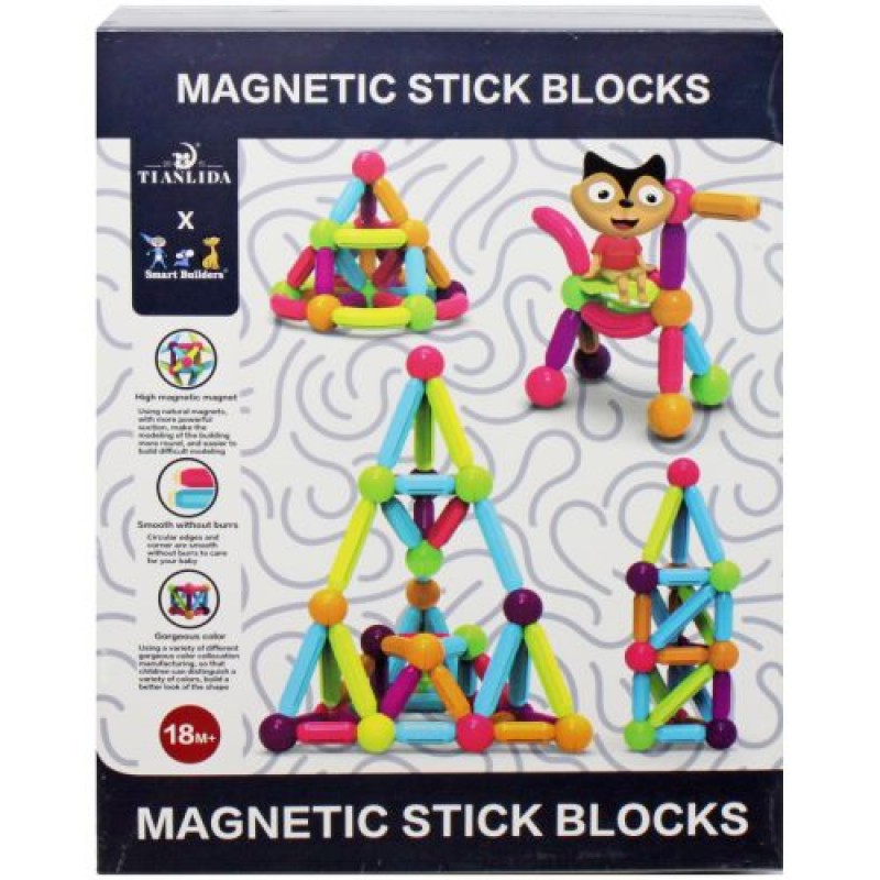 Конструктор магнітний "Magnetic stick blocks" (46 дет) Комбінований Різнобарв'я (223945)