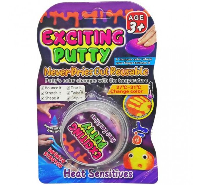 Тянучка-антистрес "Exciting Putty" (змінює колір) Комбінований Різнобарв'я (227652)