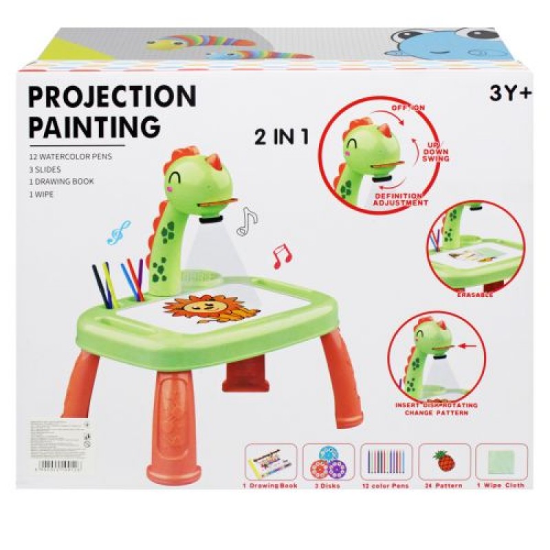 Стіл з проектором для малювання "Динозавр" Пластик Зелений (234879)