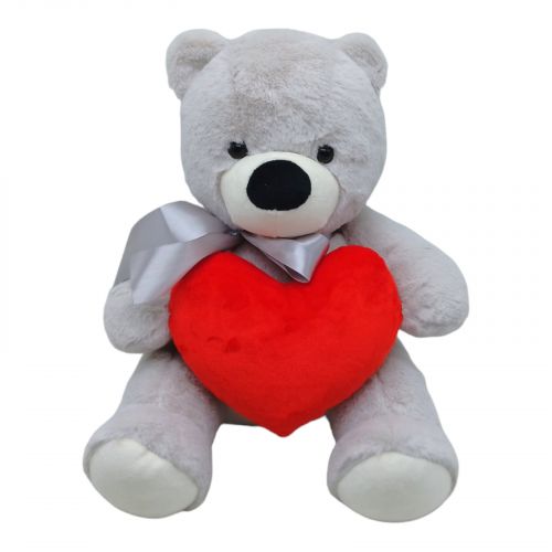 Мʼяка іграшка "Ведмедик з серцем", сірий, 30 см Комбінований Сірий (235031)