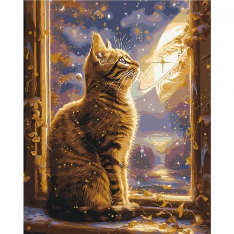 Картина по номерах "Котик у космосі", 40х50 см Комбінований Різнобарв'я (236219)